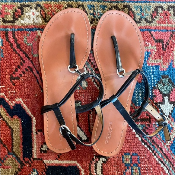 Coach Shoes - Coach Charleen black leather sandals (8.5)